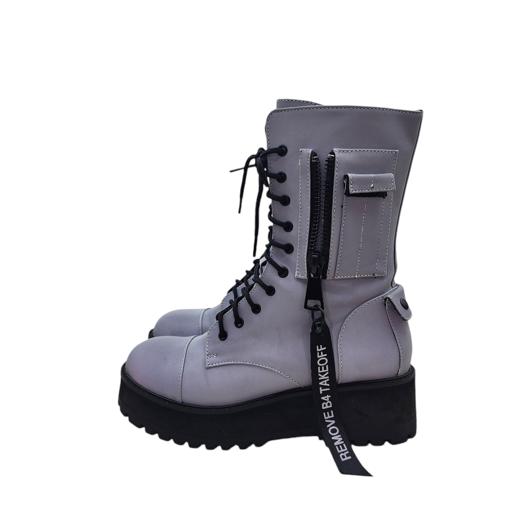 POSTER GIRL Gray Combat Boots